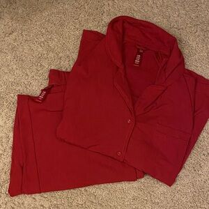 Skims Red Button-Up Pajama Set